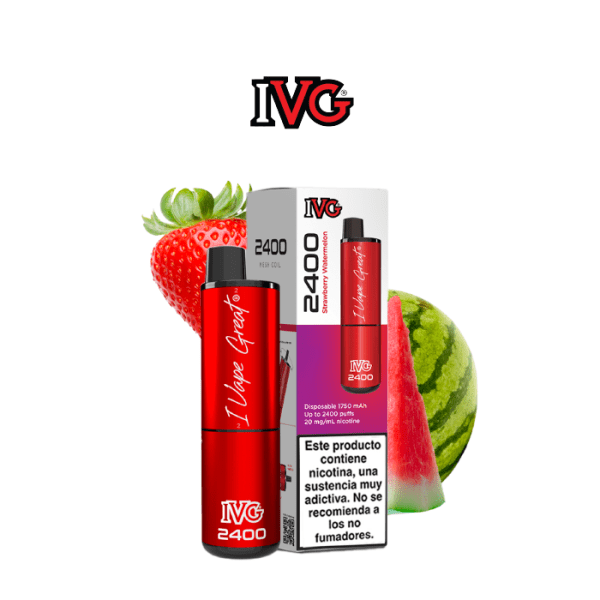 Pod desechable IVG 2400 puffs 4 en 1 con 20mg/ml nicotina – Fresa y Sandía